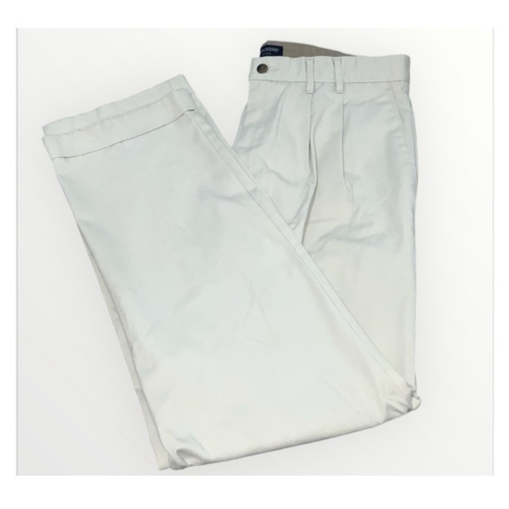Dockers Vintage Cream Khakis Pleated Cuffed Hem Men’s Casual Dress Pants 34x32